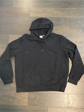 Puma Black Pullover Hoodie with Embossed Logo